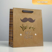 Пакет крафтовый вертикальный You are my hero, ML 23 × 27 × 11.5 см   4795391